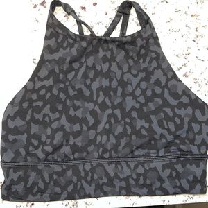 Black and grey Lululemon crop sports bra